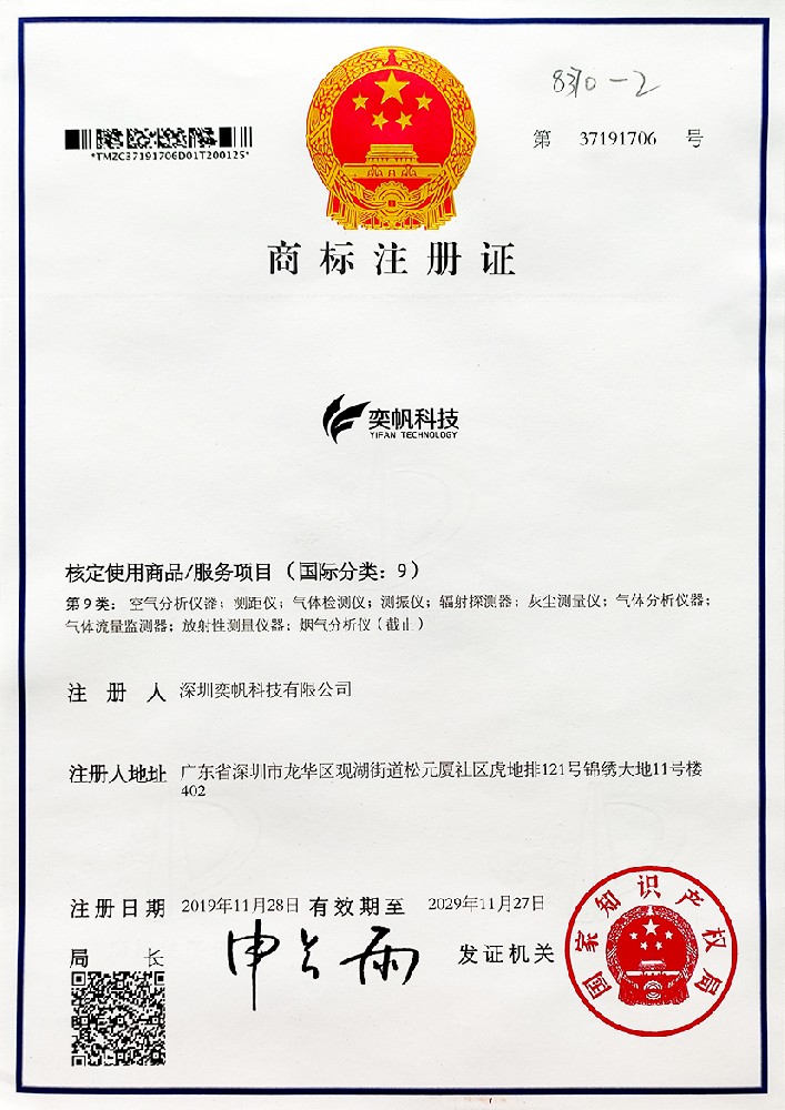 氣體檢測儀行業(yè)證書